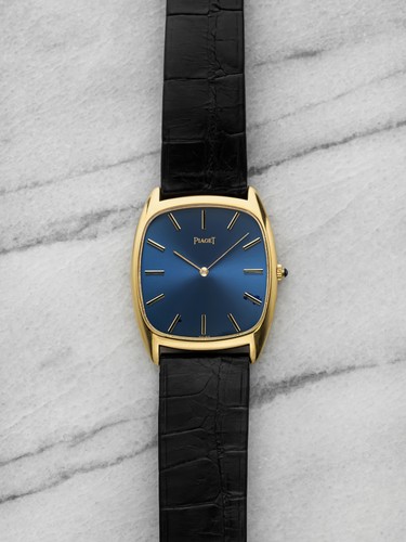 Vintage 1980s Piaget Emperador 18K YG 9591 Manual Blue 29 mm