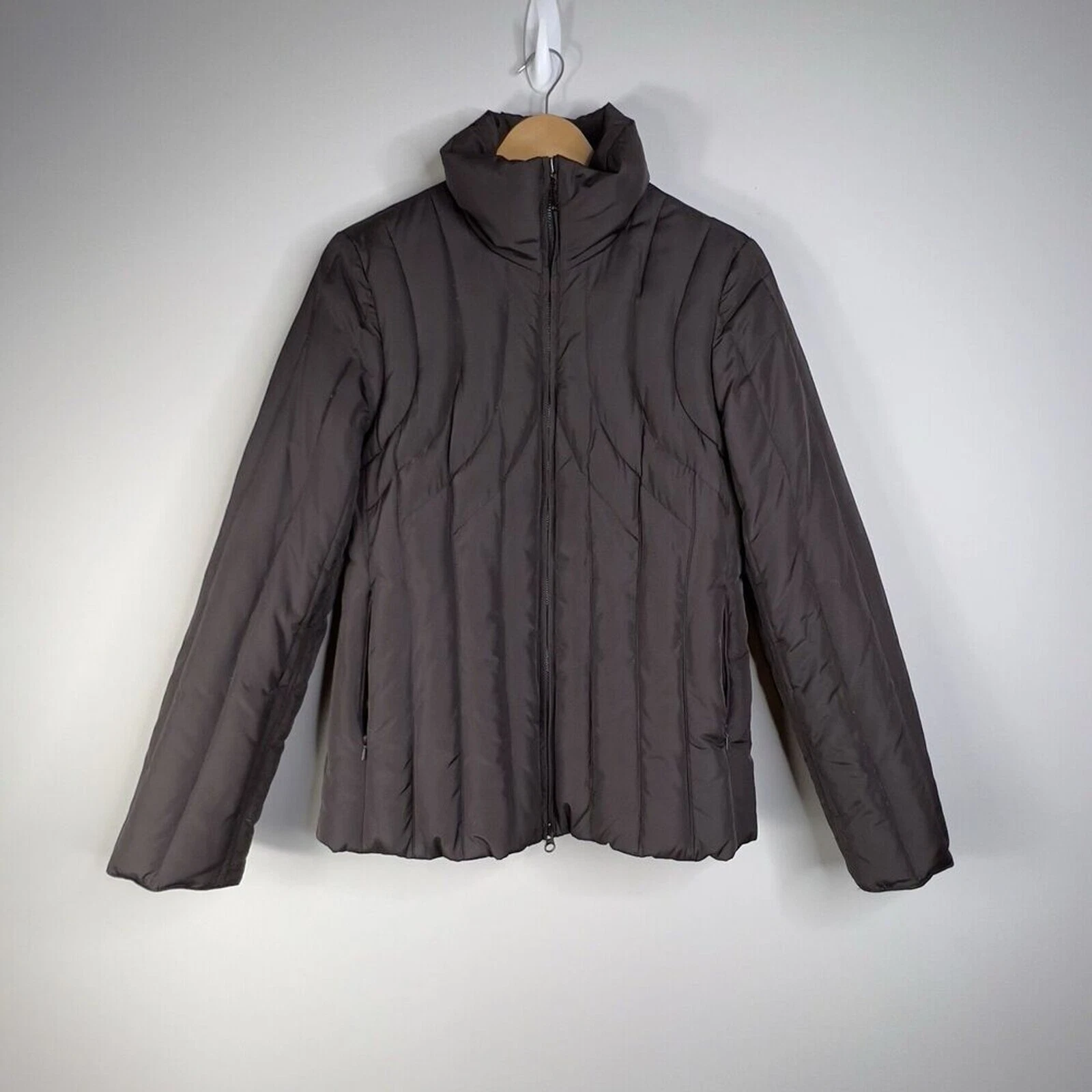 Kenneth Cole Reaction Zip Up Puffer Down Jacket Brown Size M Outdoor