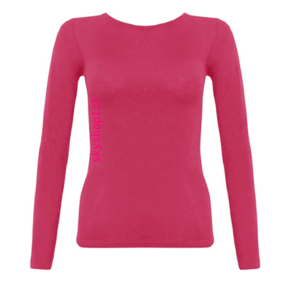 Womens Long Sleeve Plain T Shirt Ladies Stretch Basic Casual Round Neck Top 6-20