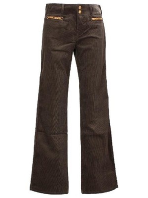 CELINE Brown Corduroy w/ Triomphe Chain Detail Pockets Jane Jeans Size 24