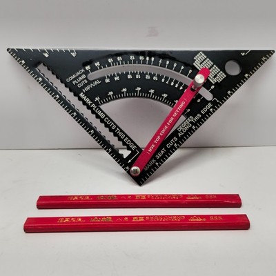 7 Inch Premium Rafter Square with Level Carpenter Tool Protractor Ruler In Black