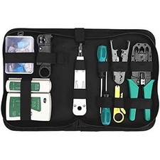 11-Piece Portable Network Tool Kit Ethernet Cable Crimper Set with Tester Punch