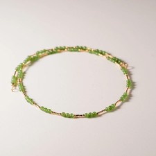 New Chinese Hotan Jade Jasper Yang Green Millet Bead Necklace