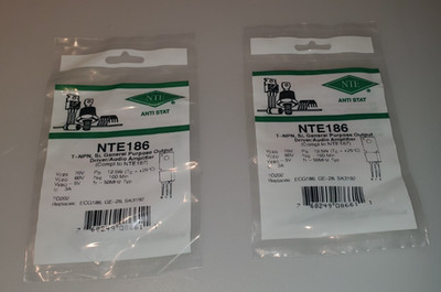 (2) NTE186 NPN Transistor - Replaces  ECG186 and the 2SC1098