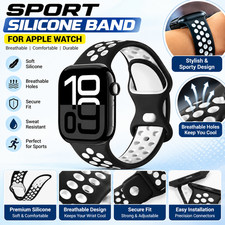 Silicone Sport Band Strap for Apple Watch 38mm 40mm 41mm 42mm Breathable