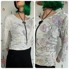 Fairy Core Y2K Pastel Kawaii Cottagecore Tattoo Print McBling Top L/XL