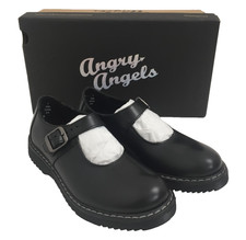 Image of Girl's Start-Rite Angry Angels Embrace School Shoes Size 7 Black Buckle New F1
