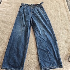 Anthropologie Pilcro Pleated Front Wide-leg Denim Jeans Women's Size 28