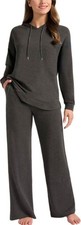 Max  Mia Women's 2 Pc Hoodie Lounge Set, Heather Charcoal, Large