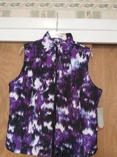 NWT EXERTEK WOMEN'S QUILTED VEST COLOR VIOLET BLUR, PURPLE BLACK SIZE PET. LG.