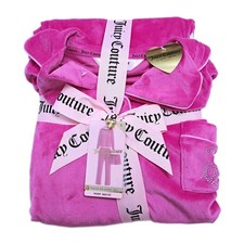 Juicy Couture 3 Piece Pajama Set Pink Velour Womens Small Sleepwear