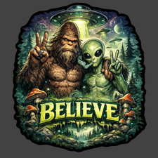 Bigfoot Alien Sticker Vinyl Decal Believe Ufo Sasquatch Peace Sign Forest Bigfoot Alien Sticker Vinyl Decal Believe Ufo Sasquatch Peace Sign Forest
