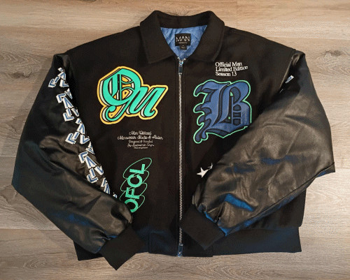 BoohooMAN Varsity Jacket Blue Black RARE