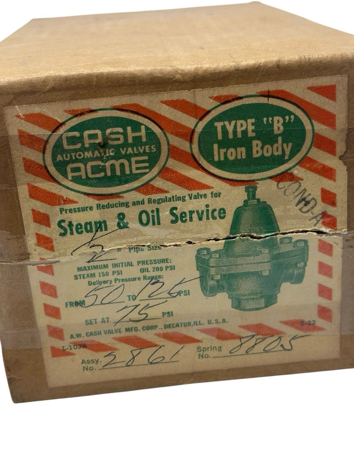 NOS Cash Acme 1/2" Steam Oil Pressure Reducer Regulator Valve 50-125 PSI 2861 B - Image 3 of 4