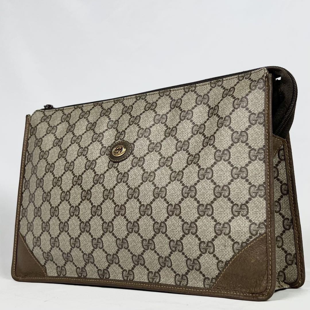 Vintage Gucci GG Supreme Leather Clutch Bag Pre-Owned