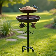 42" Double Metal Bird Bath for Outside Garden Birdbath Bowl Vintage Copper US