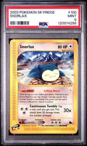 Snorlax graded PSA 9 for sale on eBay