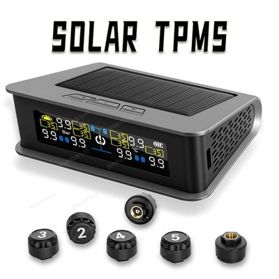 Wireless Solar TPMS LCD Tire Monitor 6 Sensors Quick Alerts Easy Real-Time Alarm
