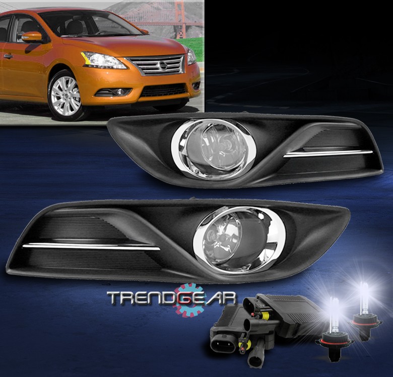 Chrome Fog Light Lamp with 8000K HID and Wiring Harness for 2013-2015 Nissan Sentra