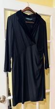 Lauren Ralph Lauren Black Velvet Shawl Collar Surplice Jersey Dress Size 16W