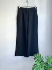 Stella McCartney Women's Black Wool Wid-Leg Solid Pants, Size 44