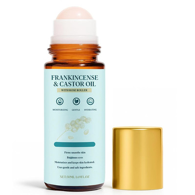 Frankincense and Castor Oil Rose Roller   Cold-Pressed Castor Oil Roll-On with R