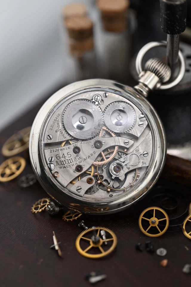 Waltham 21j 16s 645 Rail Road Grade Pocket Watch Display Salesman Case Serviced! - Image 3 of 4