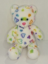 Build A Bear Workshop Bear Multi Color Heart Bear Plush 18" Tall Hearts