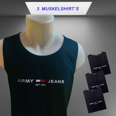 Tank Top Herren Muskelshirt Trägershirt 3er Pack schwarz  Super Stretch Neu - Bild 1 von 2