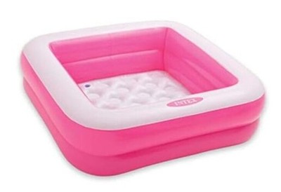 Intex Square Inflatable Kids Pool, 34 x 34 x 10 inches, Pink and White, 15