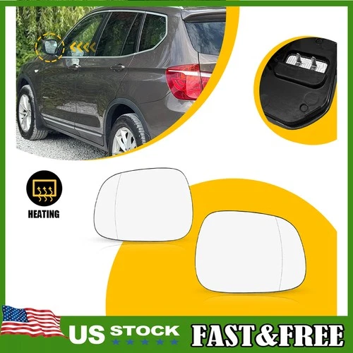 Left Right Side Mirror Glass For 2011-2014 BMW X3 F25 With Heated 4 Pin Plug