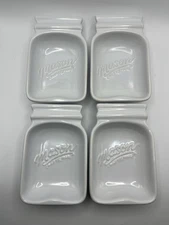 Set Of 4 Mason Craft Ceramic White Tidbit Dish Americana Vintage Style
