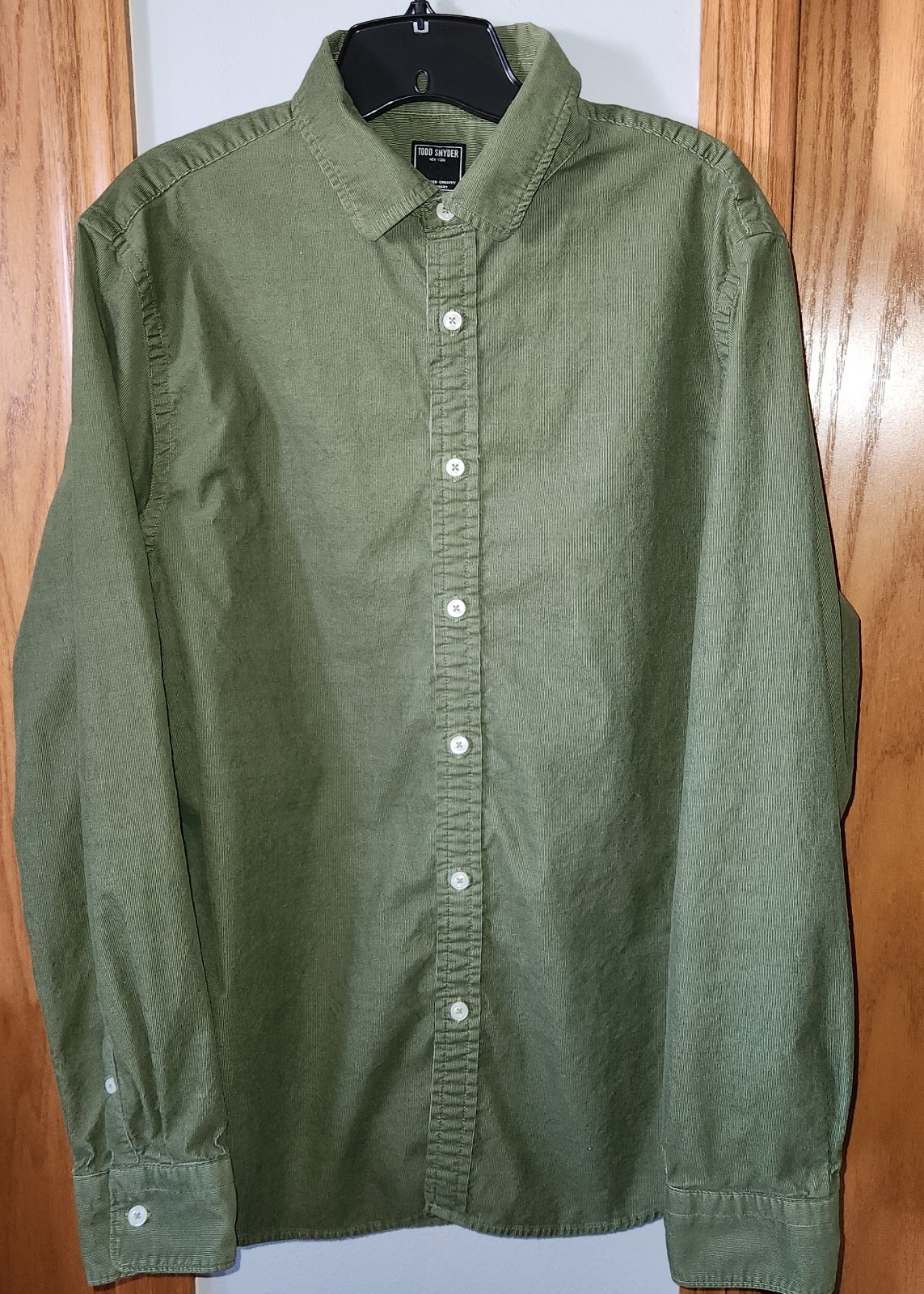 Todd Snyder New York Button Up Long Sleeve Corduroy Olive Shirt Men's Large