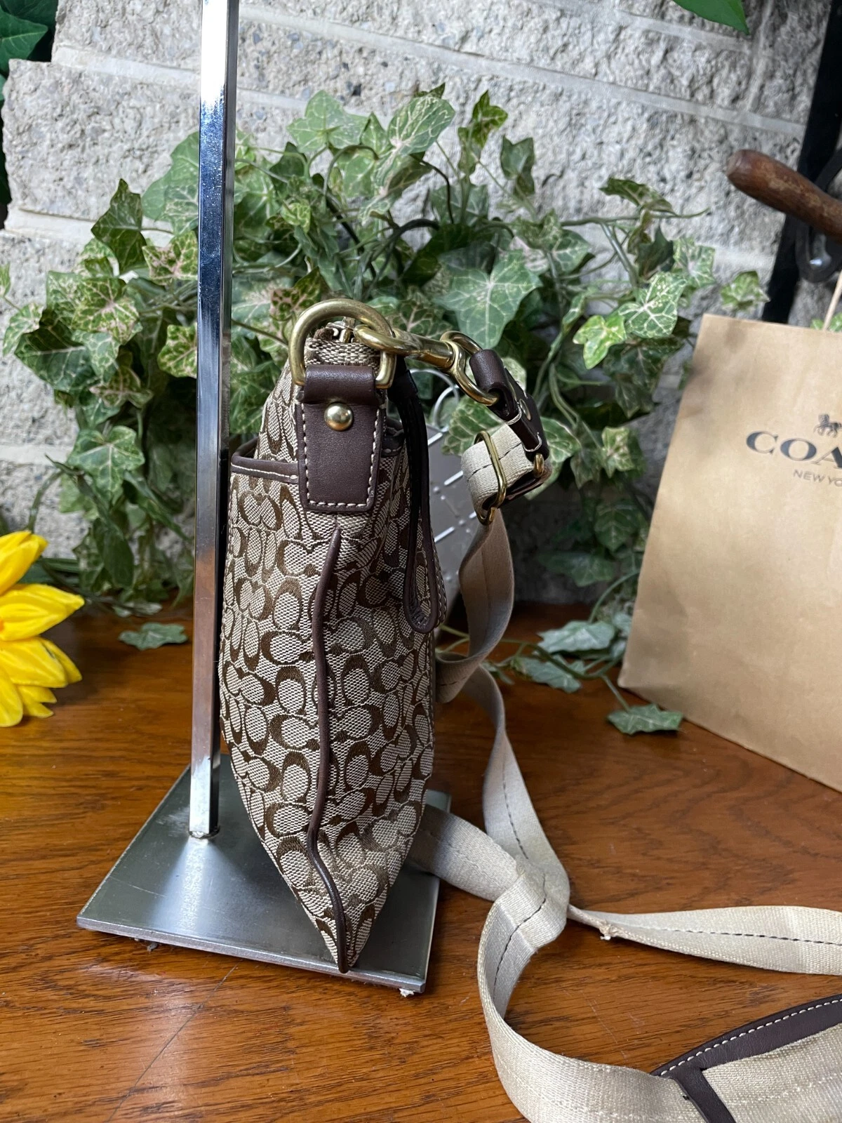 BORSA A TRACOLLA COACH SIGNATURE STRIPE SWINGPACK KAKI BORSA A TRACOLLA BORSETTA