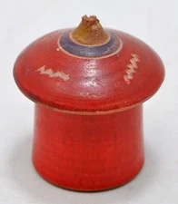 Antique Wooden Kum Kum Powder Tika Box Original Old Hand Carved Lacquered