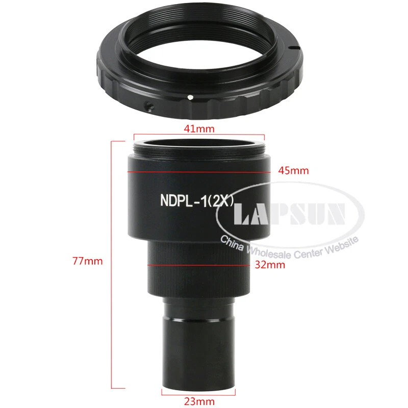 Adaptador ocular microscopio SLR NDPL 2X / 9,6X 23,2 mm T2 para cámara Canon Nikon