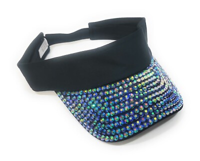 Womens Bling Sun Visor Sparkle Adjustable Hat Cap White Purple Pink Black Blue