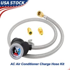 R134a Refrigerant Recharge Hose With Pressure Gauge Kit Car Ac Air Conditioning