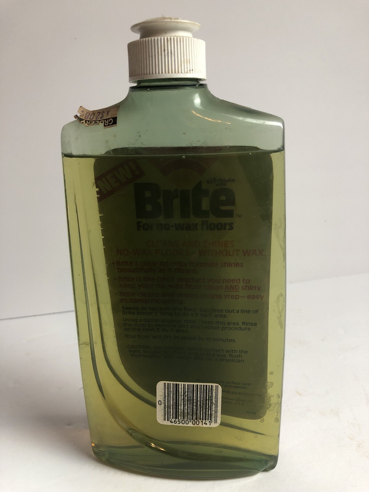 Brite NoWax Floor Cleaner 16 Oz Clean & Shine 1980’s New Full SC