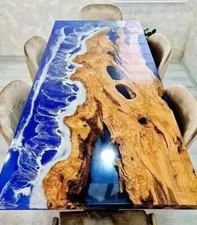 Wood and Epoxy Table - Unique Epoxy Center Table - Handmade Wood Epoxy Furniture