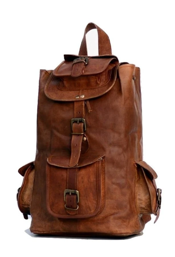 Genuine Leather Backpack Bag Travel Rucksack Laptop Men's Vintage New Men Large