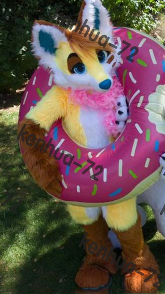 Fantasia de mascote de raposa de cachorro Husky de pele longa traje de Halloween cosplay #132 - Imagem 2 de 3