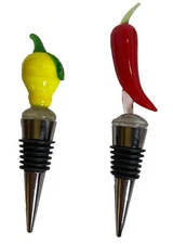 Sandraalexandra Bottle Stoppers Set Of Lemon & Chili Limited Edition NIB Glass