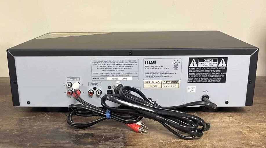 RCA Model CDRW120 Audio CD/CD-RW Recorder Twin Loading System UNTESTED - Image 4 of 4