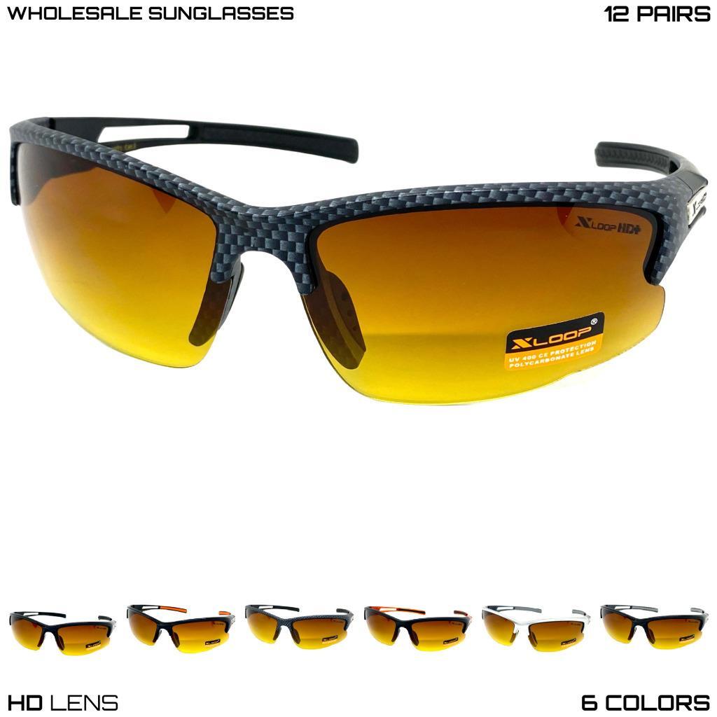 Großhandel Viel Sport Wrap Fahren Hochauflösende HD Gläser Sonnenbrille 12 Paare
