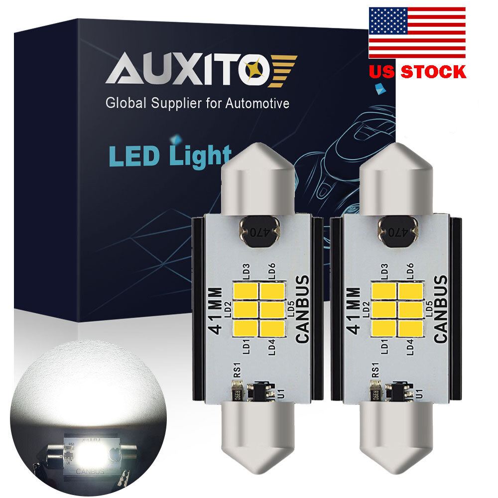 2Pcs/Set 41mm Car 3 LED SMD C3W White Number Plate Festoon Light Bulbs Lamp 12V