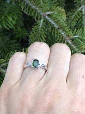 0.98ct Russian diopside sterling silver ring N-O, 7US Size Certified