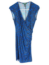 LAUREN RALPH LAUREN Dress Size 6 Blue Floral Bodycon Stretch Womens