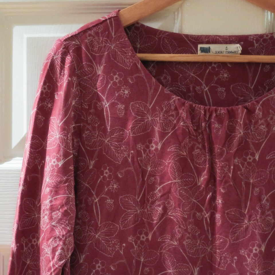 Seasalt Cornwall Kestrel Floral Dress UK 14 Pattern Jersey Midi Knee