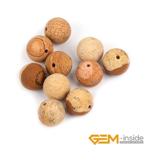 Natural Yellow Picture Jasper Stone Frosted Matte Round Jewelry Making Beads 15" - Bild 38 von 49